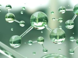 Science background with molecule or atom
