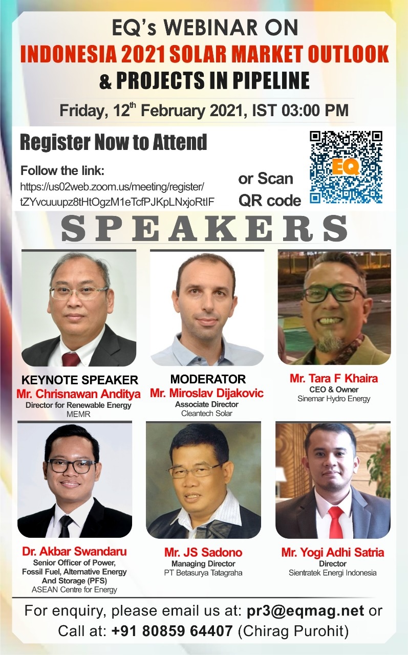 EQ Webinar on Indonesia 2021 Solar Market Outlook & Projects in Pipeline